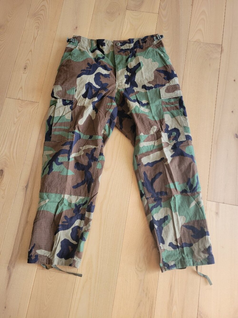 VTG 90s Original US Military Woodland Camo Ripstop Cargo Pants BDU Med-Short